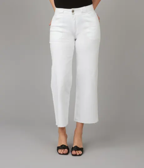 Lola Jeans COLETTE-WHT High Rise Wide Leg Jeans