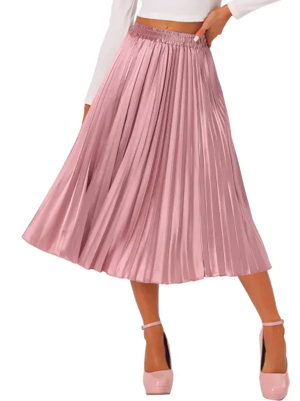 Allegra K - Elastic Waist Accordion Pleated Midi Skirt