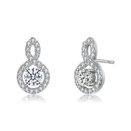 Rachel Glauber  Classic Drop Earrings with Clear Cubic Zirconia