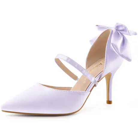 Allegra K - Pointed Toe Bow Decor Stiletto Heel Pump