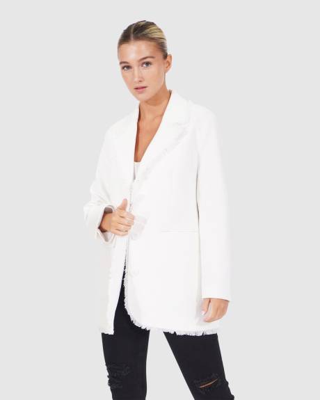 Belle & Bloom Young Blood Frayed Edge Blazer - Cream