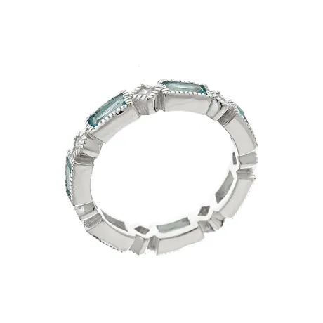 Sterling Forever - Bague victorienne en argent sterling avec topaze bleue CZ