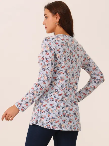 Allegra K - Haut décontracté floral à ourlet asymétrique