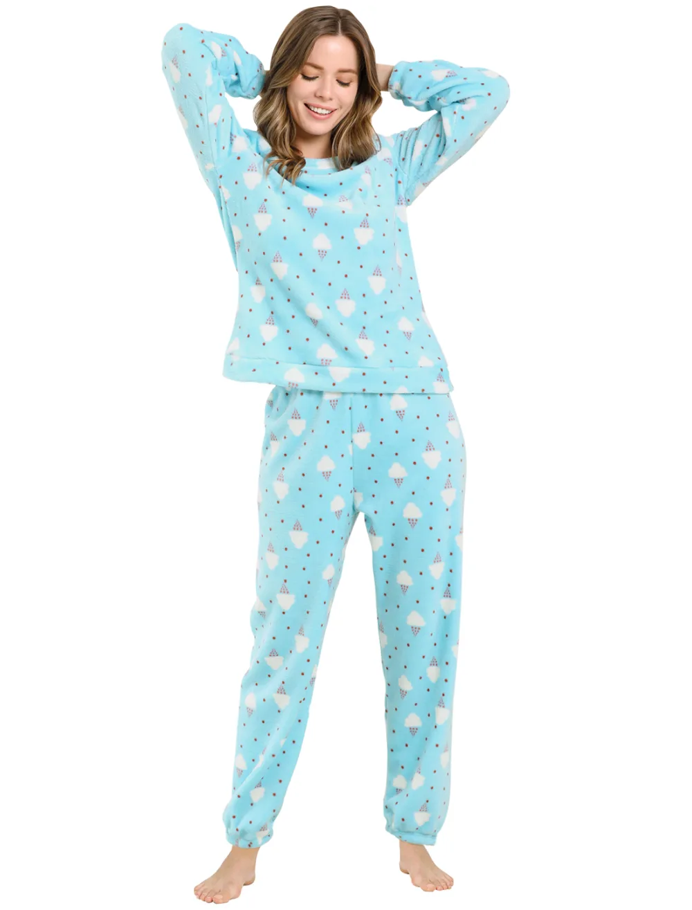 Allegra K- Flannel Pajama Set Long Sleeve Loungewear