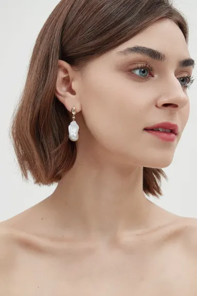 Classicharms-Doris Natural Baroque Pearl Drop Earrings