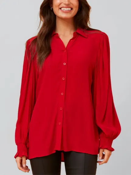 Annick - Cindy Shirt Long Puffy Fitted Sleeves Solid