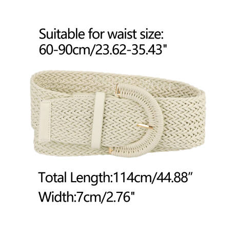 Allegra K- Wide Woven Braided Chunky Buckle Belt