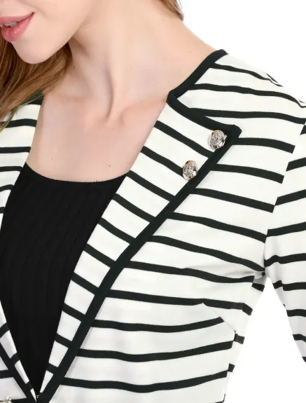 Allegra K- Notched Lapel Casual Striped Blazer