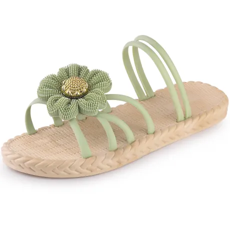 Allegra K - Gold Sunflower Decor Espadrille Flat Sandals