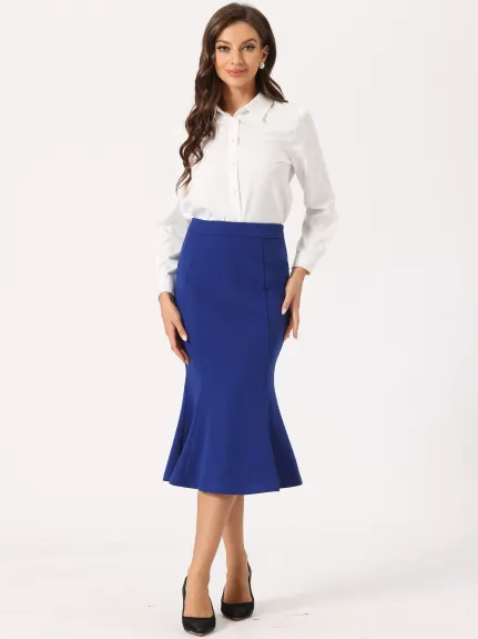 Allegra K- Hight Waist Fishtail Midi Skirt