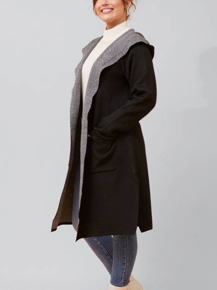 Annick - Nora Hooded Open Front Knit Cardigan