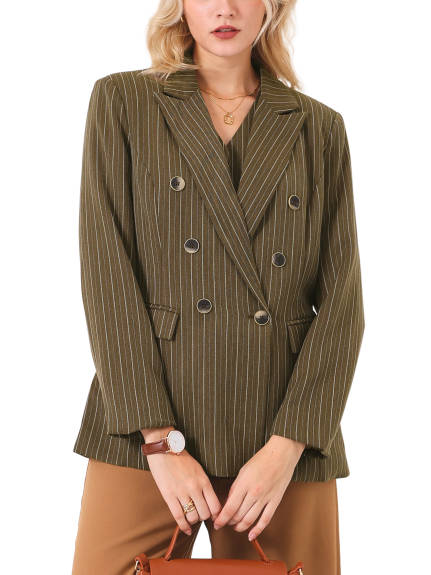 Hobemty - Striped Double Breasted Blazer Suit