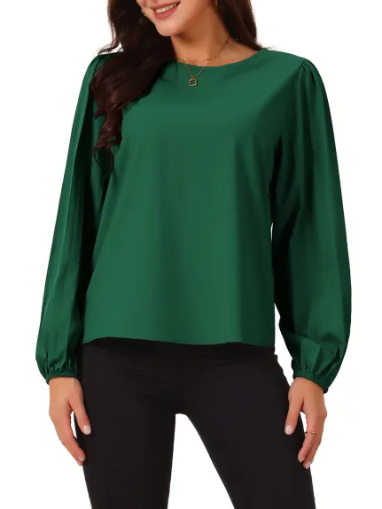 Allegra K - Elegant Pleated Long Sleeve Blouse