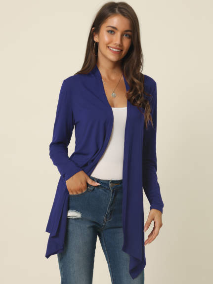 Allegra K- Draped Front Open Cardigan