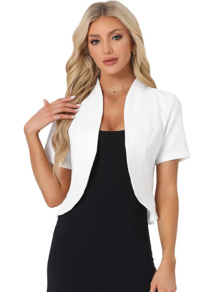 Allegra K- 3/4 Sleeve Collarless Business Blazer