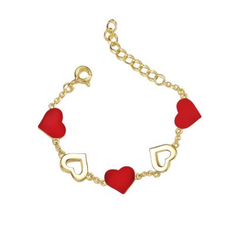 Rachel Glauber 14k Yellow Gold Plated Forever Heart Toddler Bracelet, Adjustable in Length