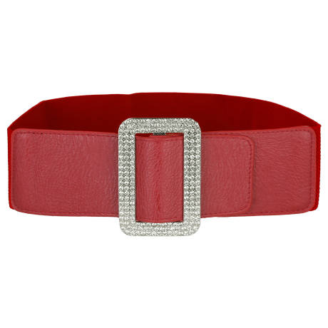 Allegra K- Thick Waist Elastic Rhinestone Buckle Wide Belt