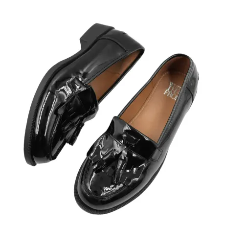 Where's That From - Womens/Ladies Imogen Tassel Patent Leather Slip-on Flatform Loafers