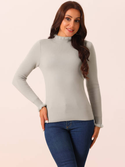 Allegra K - Slim Fit Mock Neck Sweater