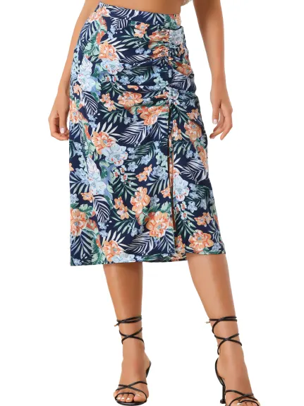 Allegra K- Stretchy Ruched Work Pencil Skirt