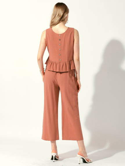 Allegra K- Crop Tank and Track Pants Lounge Set