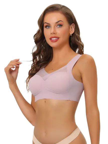 Allegra K- Push Up Full Coverage Mesh Wirefree Minimizer Bras