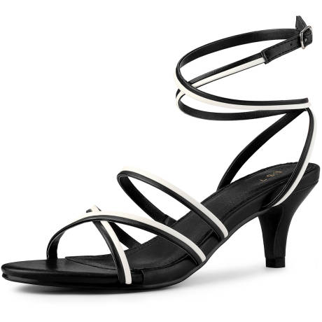 Allegra K- Contrast Color Kitten Heels Sandals