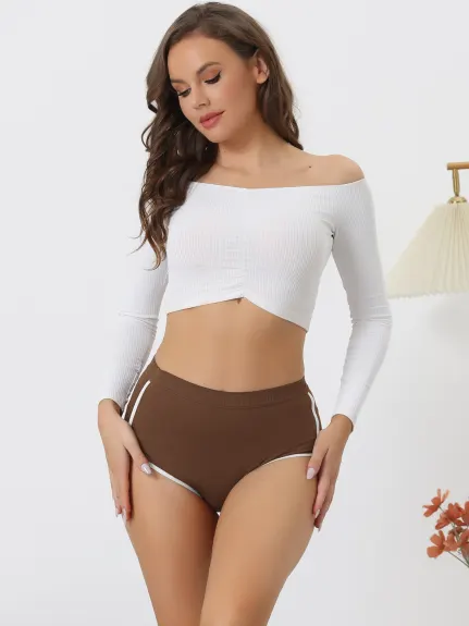 Allegra K- Slip taille basse côtelé à couverture complète