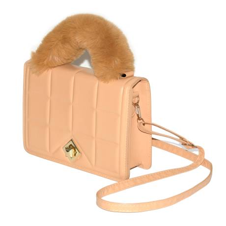 Nicci Ladies Handbag with Faux Fur Handle