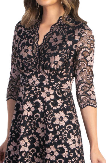 Kiyonna Mon Cherie Floral Lace Cocktail Dress