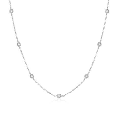 Club Rochelier 925 Sterling Silver Long Necklace with Cubic Zirconia