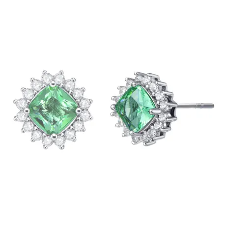 Rachel Glauber Classy 10mm Halo Square Stud Earrings with Colored Cubic Zirconia