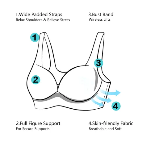 Allegra K- Wire-Free Full Support Hookness Bras