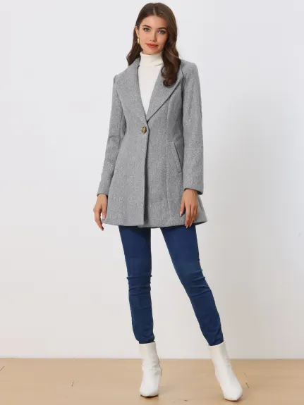 Allegra K- Shawl Collar Button Long Overcoat