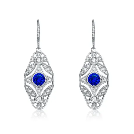 Genevive Boucles d'oreilles dormeuses en argent sterling plaqué or blanc avec couronne de zircons cubiques colorés