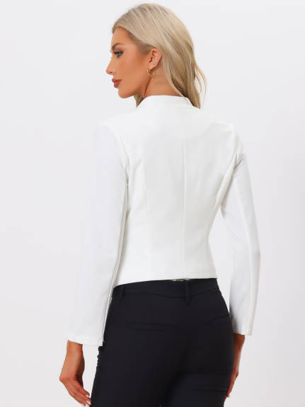 Allegra K- Suit Collarless Cropped Blazer Jacket