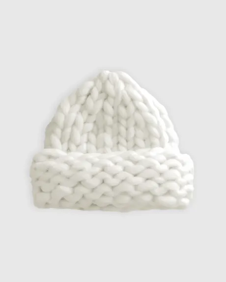 Snowflake Hand Knitted Beanie - Sky Blue