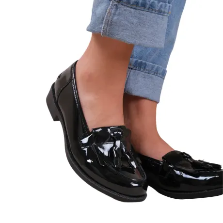 Where's That From - Womens/Ladies Imogen Tassel Patent Leather Slip-on Flatform Loafers