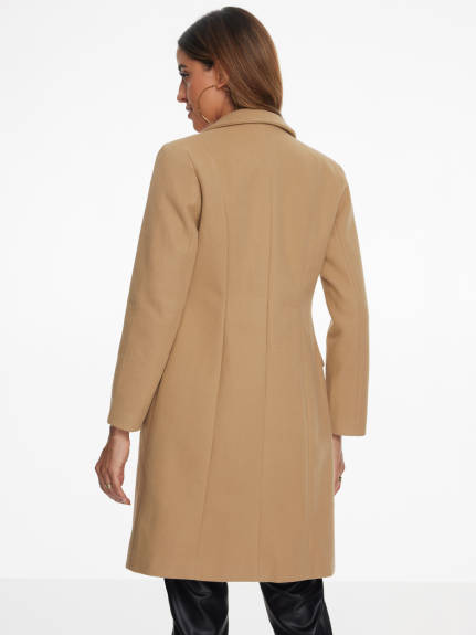 Allegra K - Notch Lapel Single Breasted Overcoat