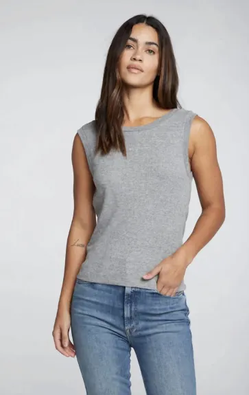 Chaser - Triblend Rib Shirred Back V Muscle Tank