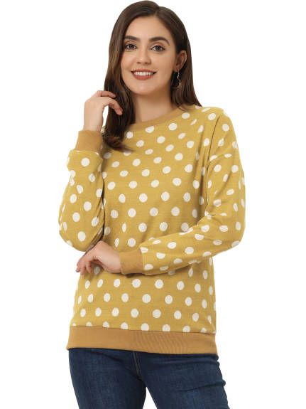 Allegra K- Knitted Pullover Top Polka Dots Sweater