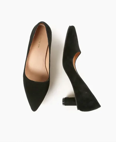 ALL BLACK - Oval Kitten Pump