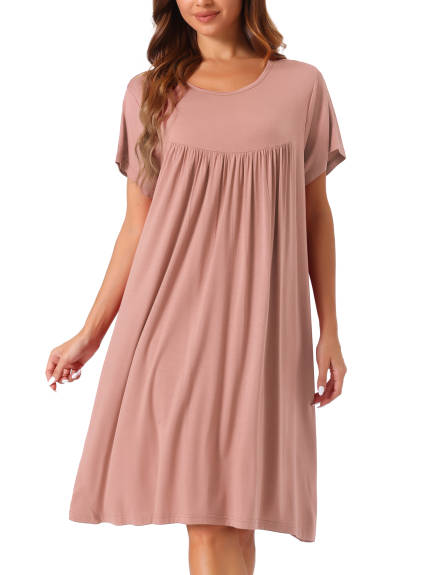 Cheibear - Cotton Short Sleeve Loose Nightgown