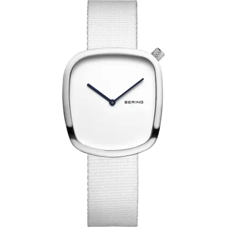 BERING - 30mm Ladies Pebble Stainless Steel Watch In Silver/White