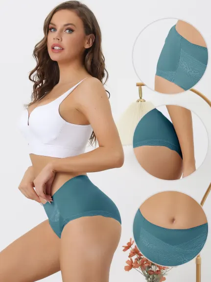 Allegra K- Slip sous-vêtement extensible taille moyenne en dentelle pour femme