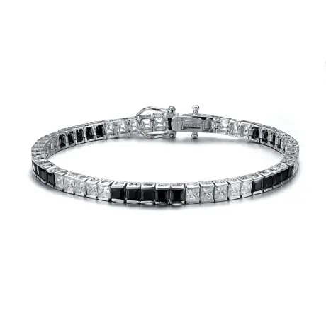 Genevive Sterling Silver with Colored Cubic Zirconia 5x5 Accent Bracelet