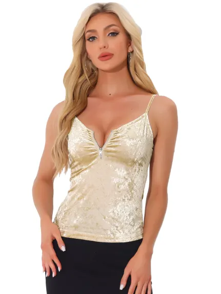 Allegra K- Velvet Ruched Front Tank Top