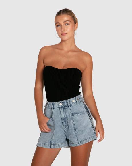 Belle & Bloom Bring The Heat Denim Shorts - Stonewash