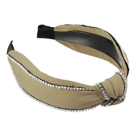 Unique Bargains - Top Knotted Rhinestone Trim Wide Headbands