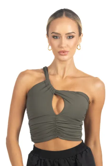 Akalia Belle Drapped Activewear Sportsbra in Dark Green